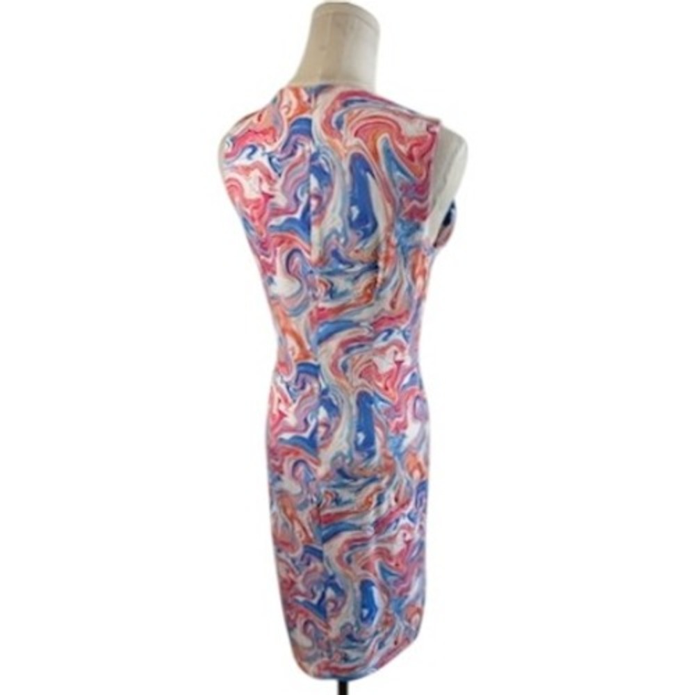 J.Mclaughlin Sleeveless Marblehead Sheath Dress Blue Coral Pink Size XS - Picture 4 of 7